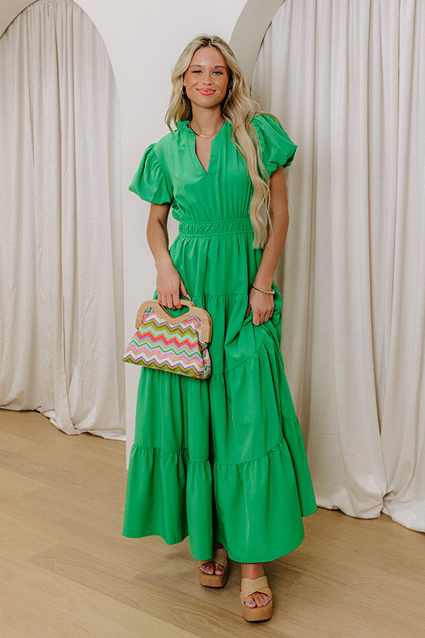 Premium Kelly Green Maxi Dress - Ultimate Flowy Silhouette