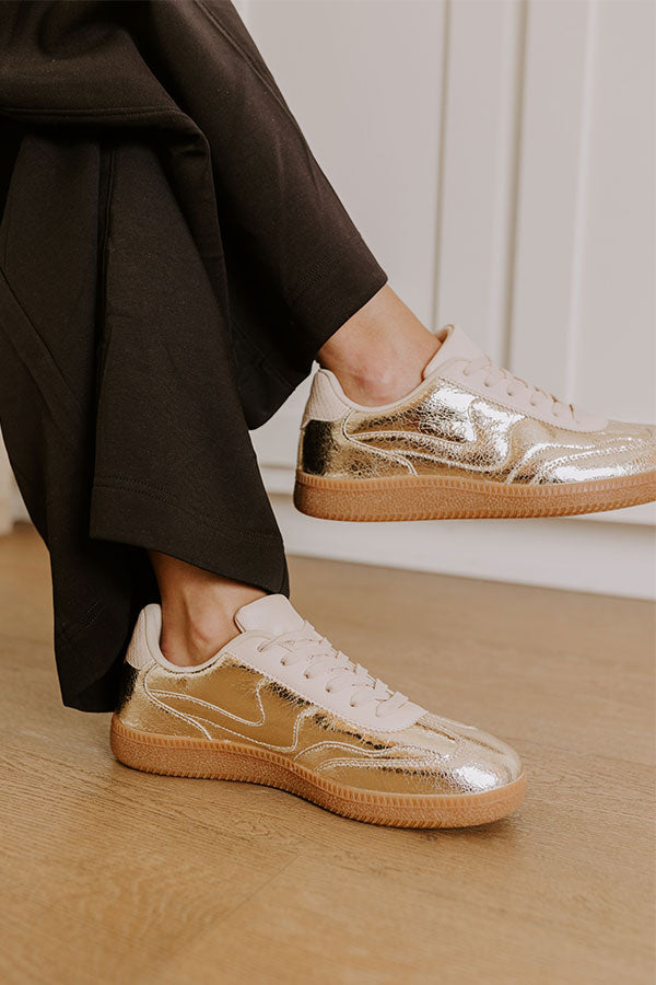 Premium Gold Metallic Sneakers - Ultimate Style Upgrade