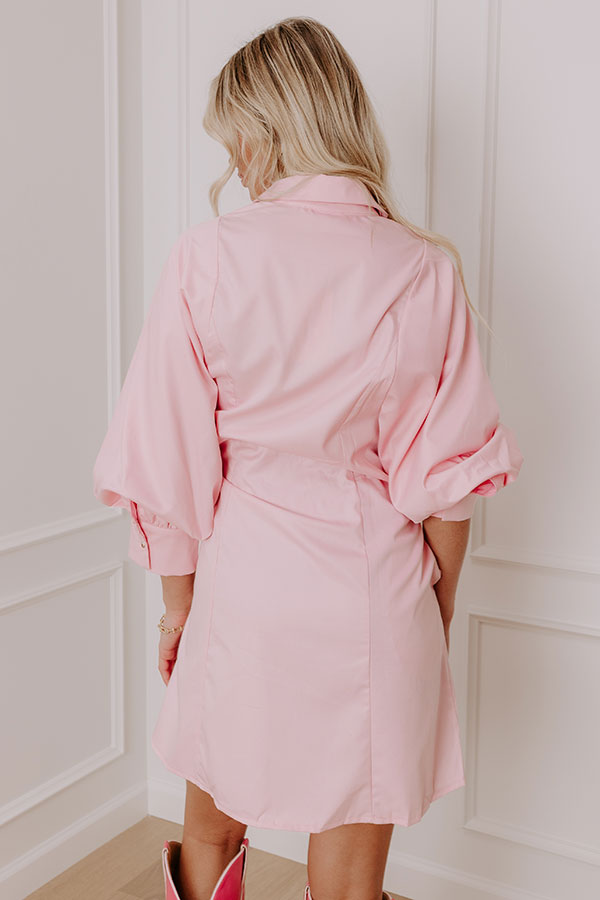 Premium Mykonos Stroll Button-Down Mini Dress - Chic Pink