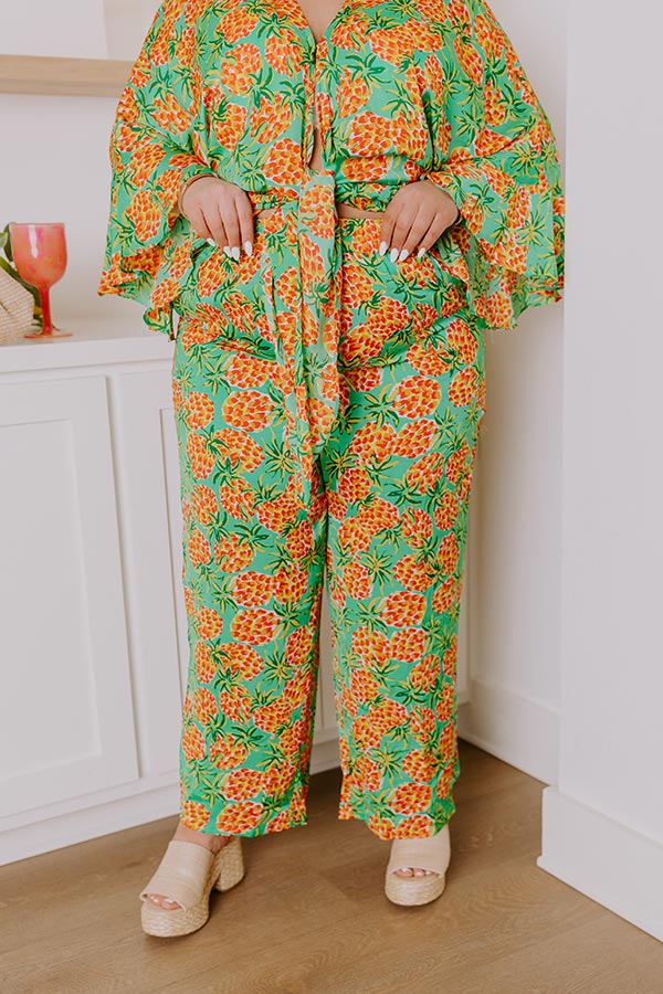 Premium High Waist Floral Print Pants - Plus Size Comfort