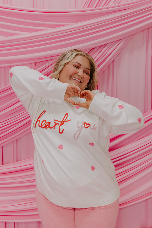 Ultimate 'I Heart You' Embroidered Sweater - Premium Curves Fit