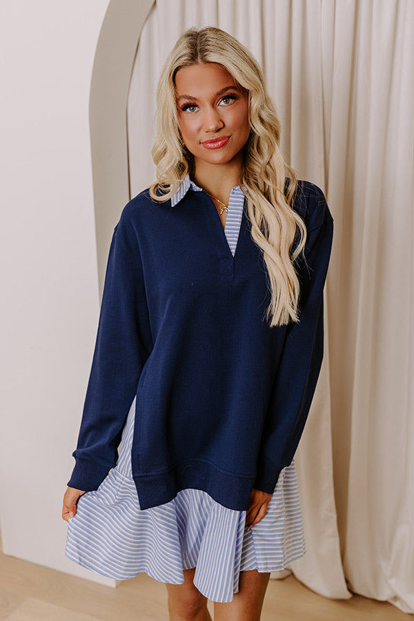Ultimate Preppy Charm Striped Mini Dress in Navy