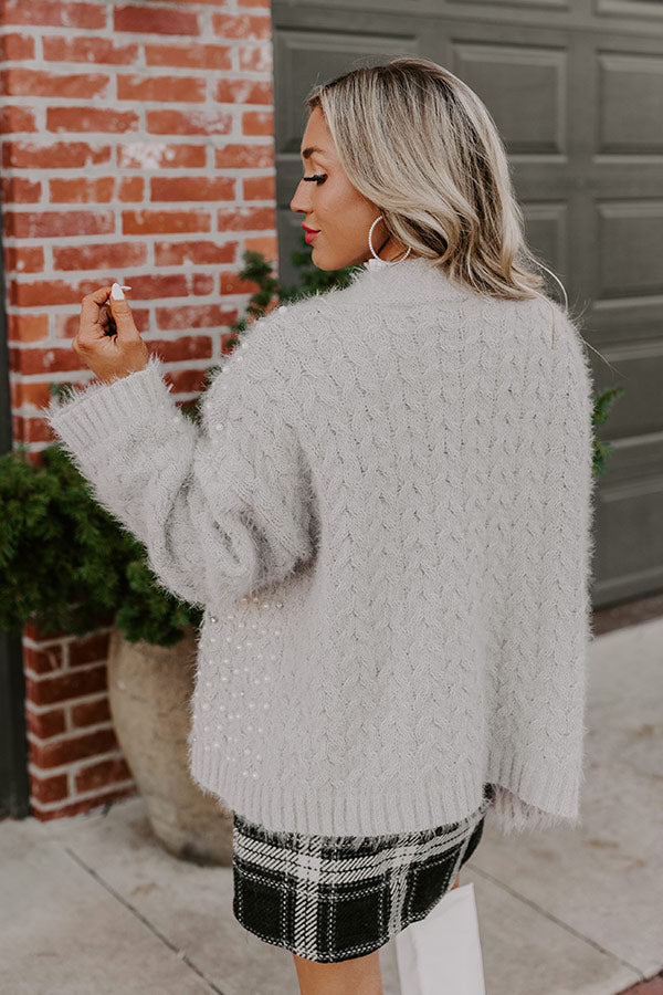 Premium Fall Gratitude Embellished Cardigan - Cozy Grey