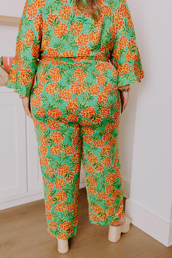 Premium High Waist Floral Print Pants - Plus Size Comfort