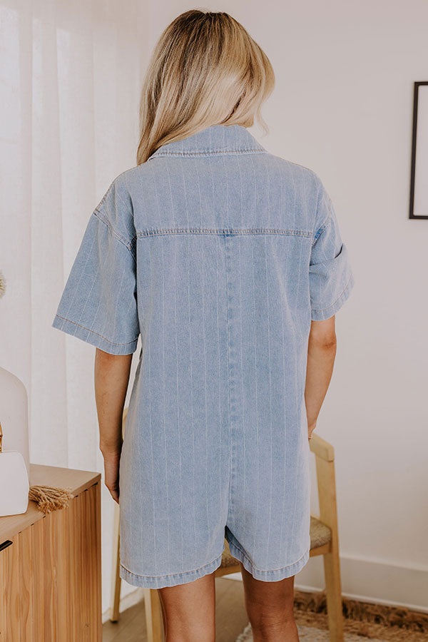Premium Denim Romper - Heart On The Line