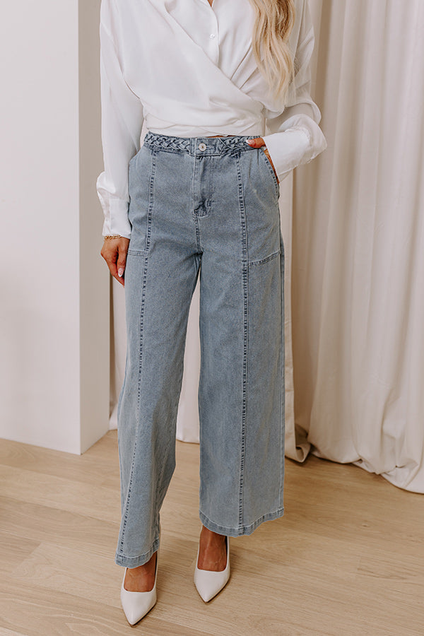 Premium Julie High Waist Wide Leg Jeans | Light Wash Denim