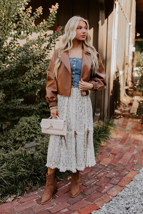 Ultimate Boho-Chic High Waist Lace Skirt in Mocha