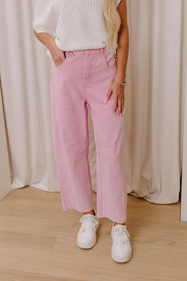 Ultimate Cristy High Waist Wide Leg Jean in Trendy Pink