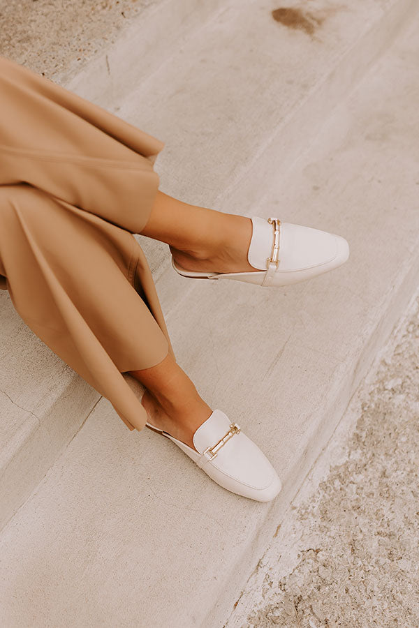 Premium Aubrey Faux Leather Mule Loafer - Cream