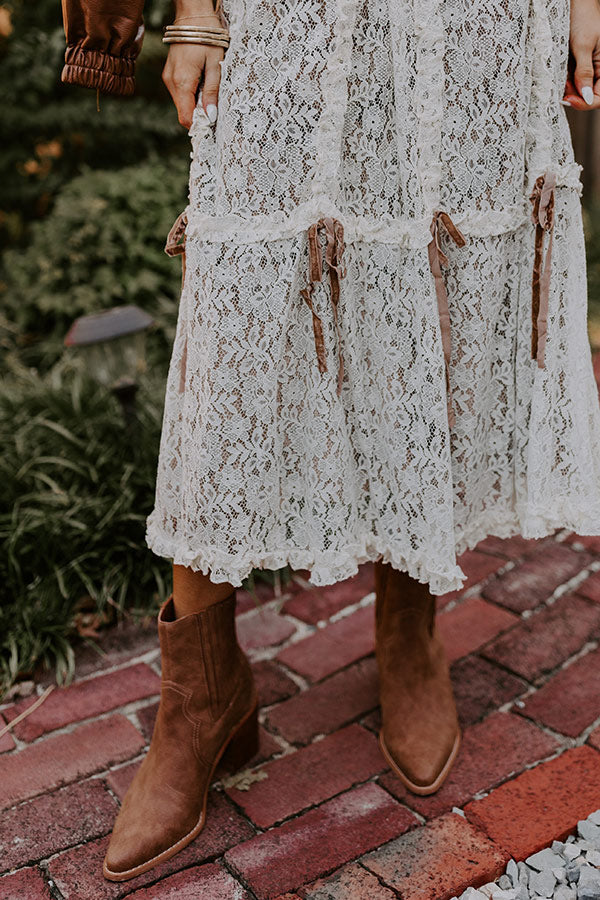 Ultimate Boho-Chic High Waist Lace Skirt in Mocha