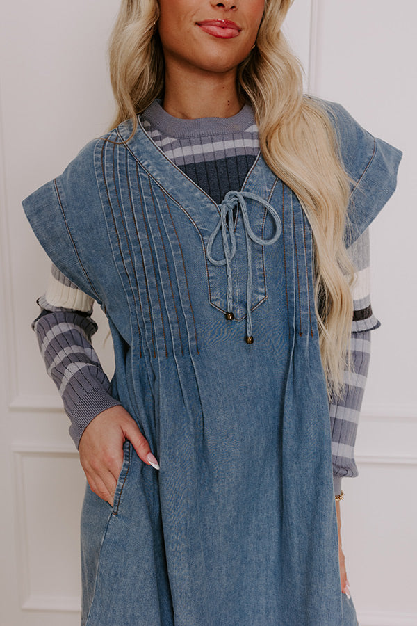 Premium Chambray Mini Dress - Small Town Charm