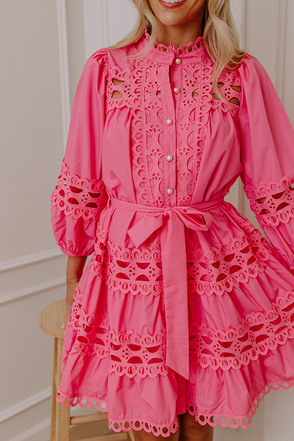 Premium Tea Time Embroidered Mini Dress