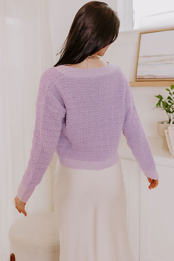 Premium Lavender Tweed Knit Sweater - Ultimate Sophistication