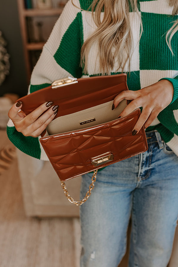 Ultimate Chic Patent Quilted Purse in Camel