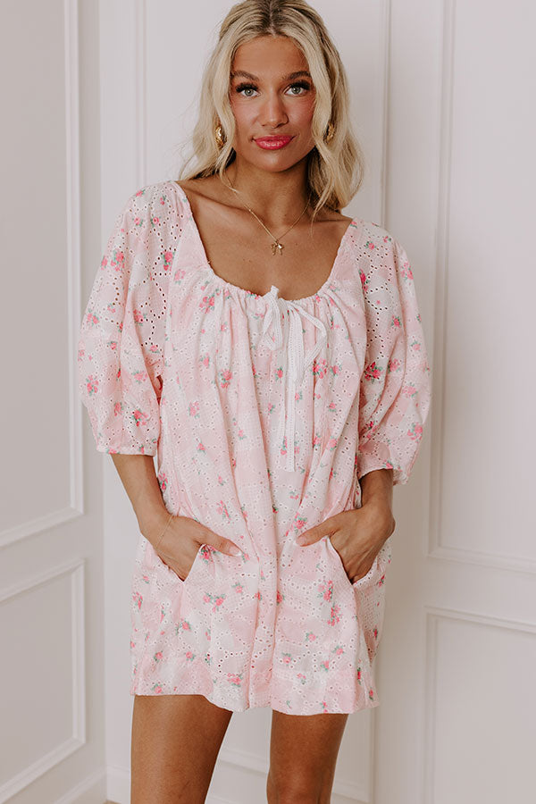 Ultimate Sweet Floral Eyelet Romper - Pink