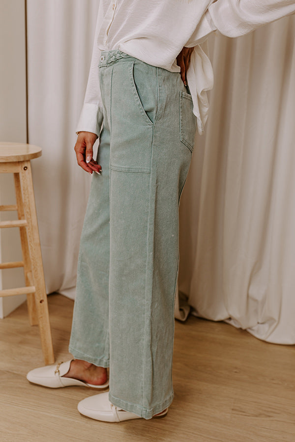Premium Sage High Waist Wide Leg Jeans - Ultimate Comfort & Style