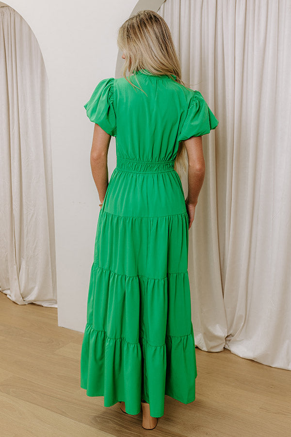 Premium Kelly Green Maxi Dress - Ultimate Flowy Silhouette