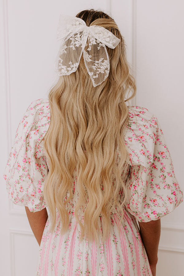 Premium Romantic Lace Bow Hair Clip - Elegant Floral Design