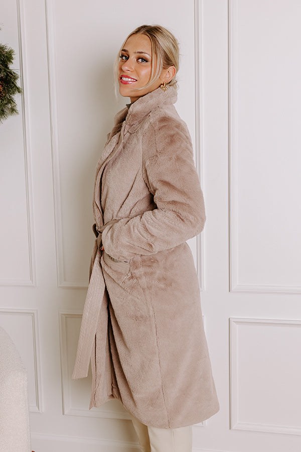 Premium Taupe Plush Coat – Warm Embrace Collection