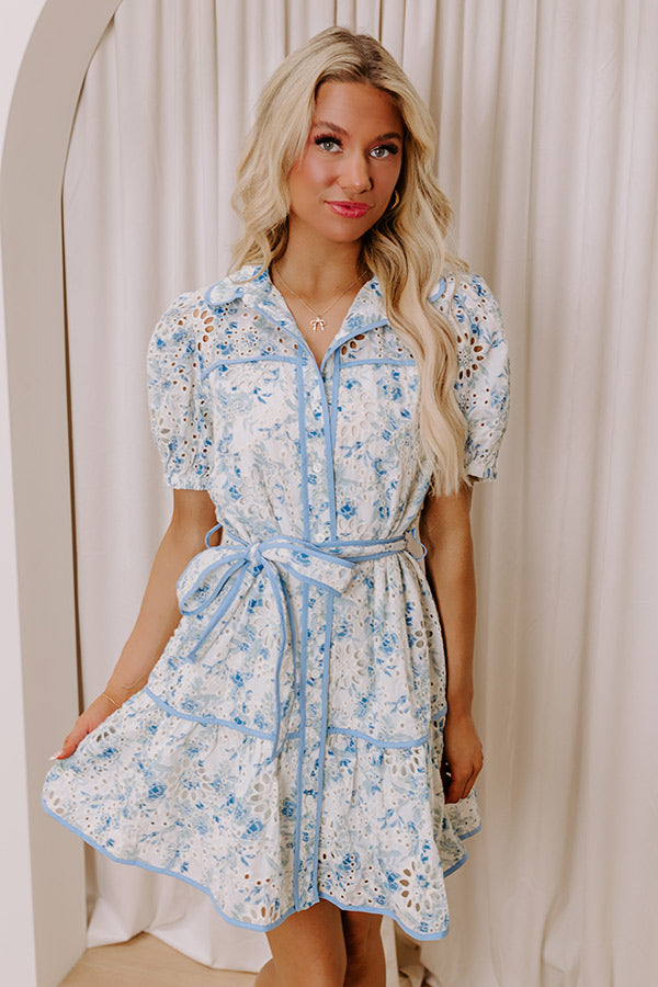 Premium Sweet Embrace Floral Eyelet Mini Dress
