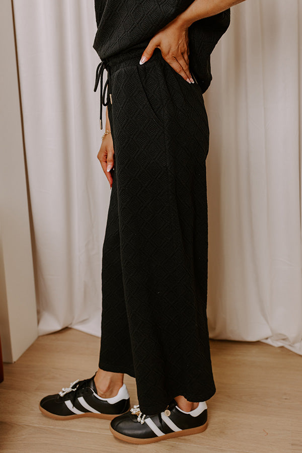 Premium High Waist Knit Lounge Pants - Black Diamond Luxe