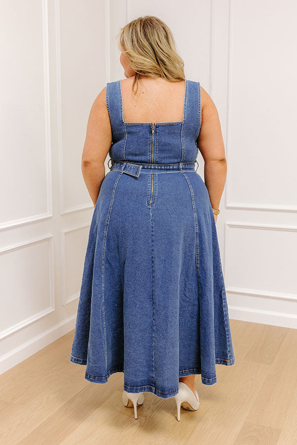 Premium Downtown Denim Maxi Dress - Effortless Style for Curves
