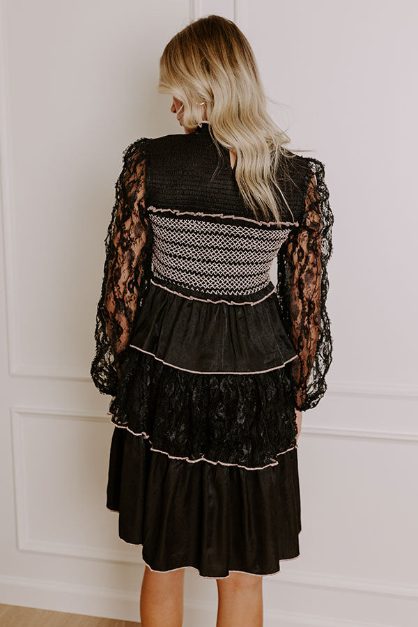 Ultimate Romantic Lace Tiered Mini Dress - Black