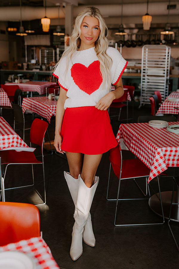 Premium Lana High Waist Denim Skort - Ultimate Summer Style in Red