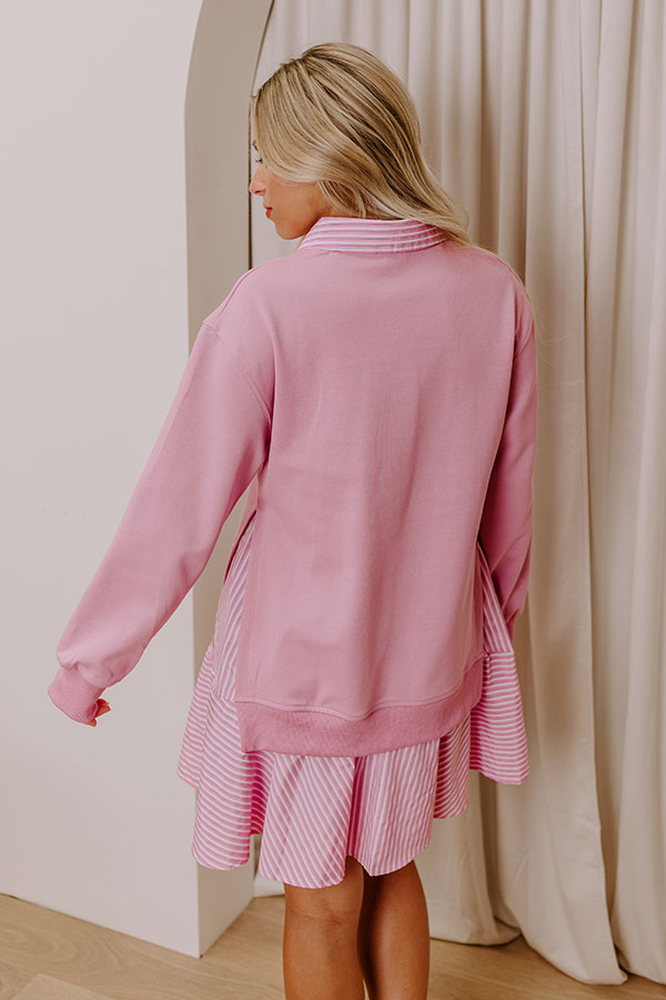 Ultimate Preppy Charm Striped Mini Dress - Pink