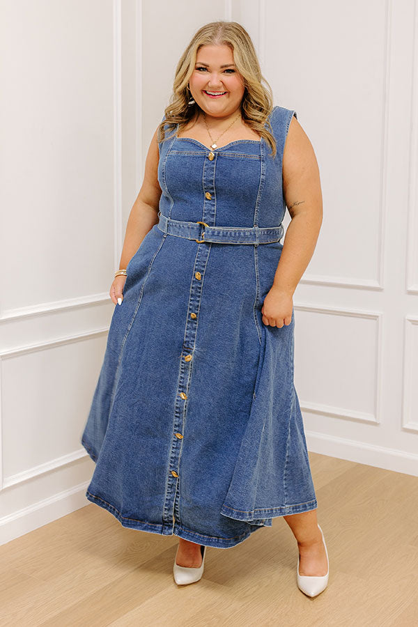 Premium Downtown Denim Maxi Dress - Effortless Style for Curves