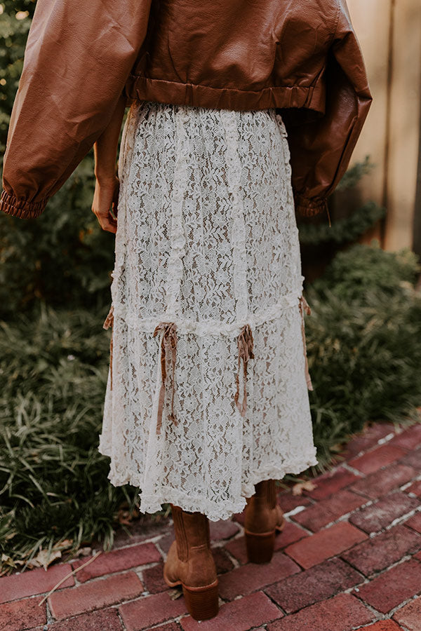 Ultimate Boho-Chic High Waist Lace Skirt in Mocha