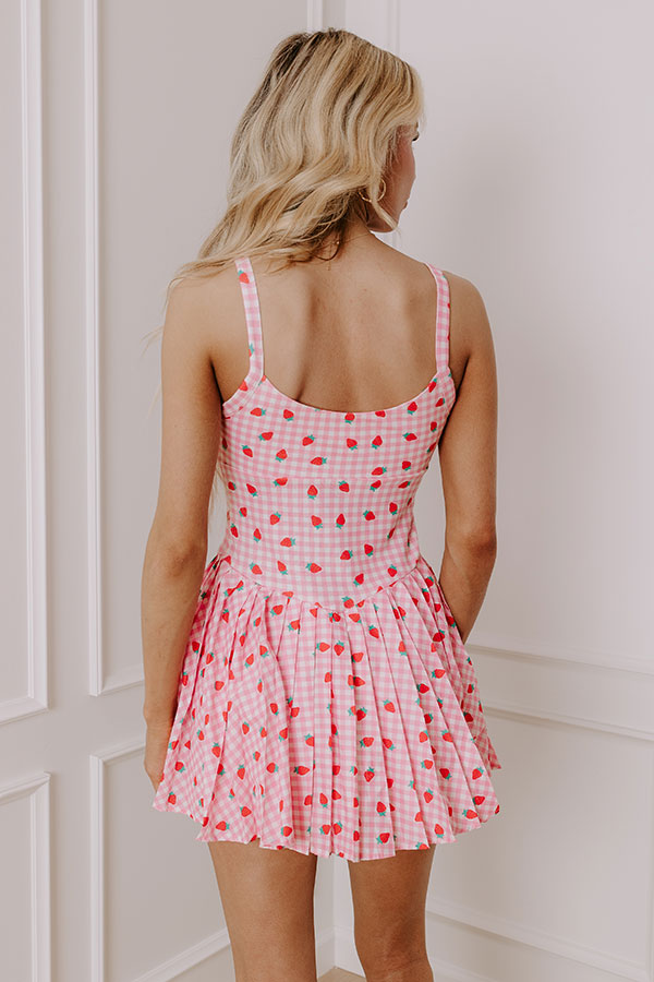 Premium French Market Stroll Athleisure Mini Dress - Strawberry Pink