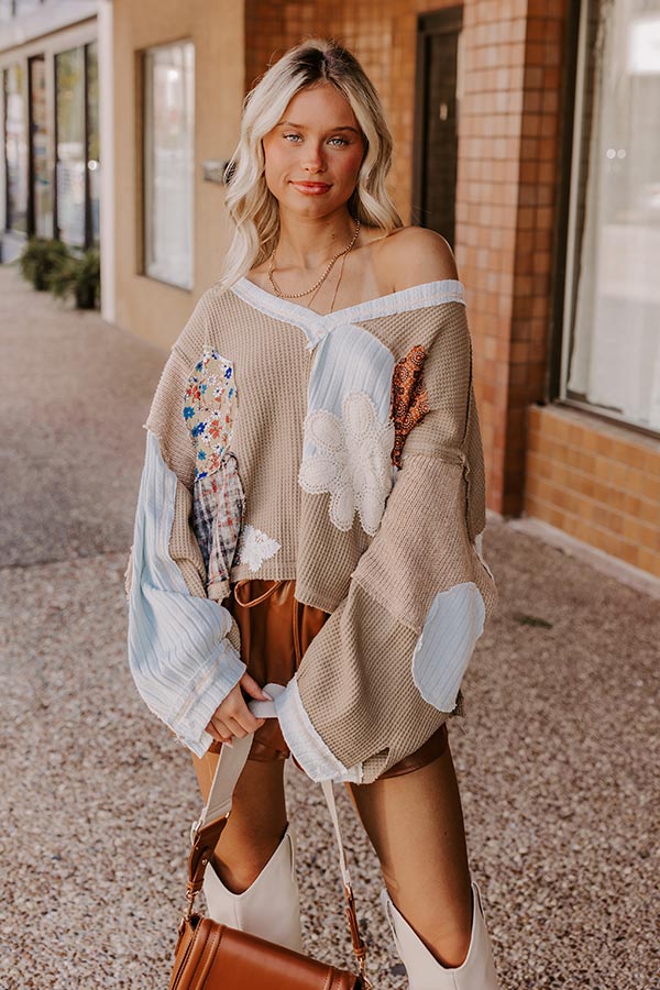 Ultimate Girls Brunch Waffle Knit Top - Patchwork Perfection