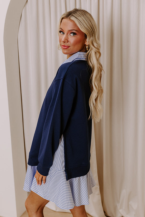 Ultimate Preppy Charm Striped Mini Dress in Navy