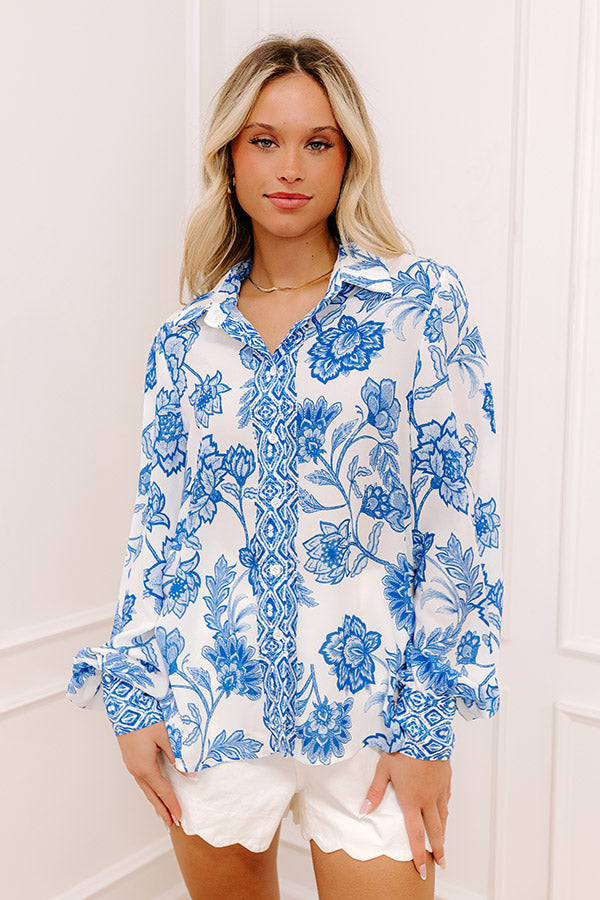 Premium Downtown Stroll Floral Button-Up Shirt