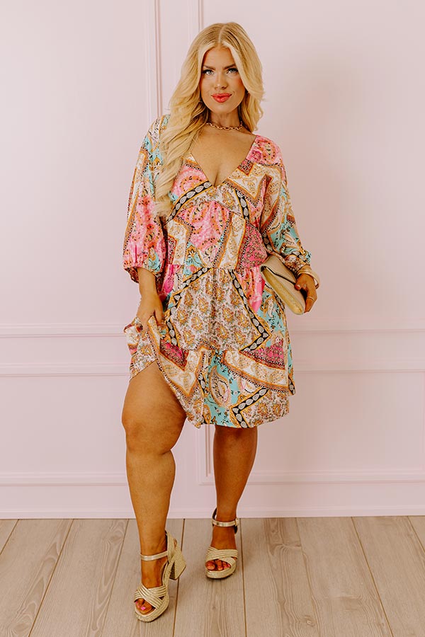 Ultimate Summer Serenade Satin Babydoll Mini Dress in Pink Curves