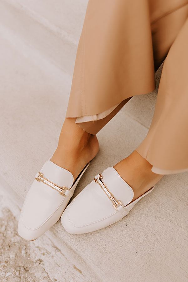 Premium Aubrey Faux Leather Mule Loafer - Cream