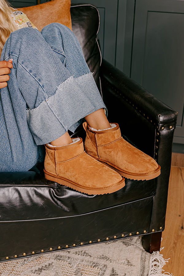 Premium Alpine-Inspired Faux Suede Booties in Camel