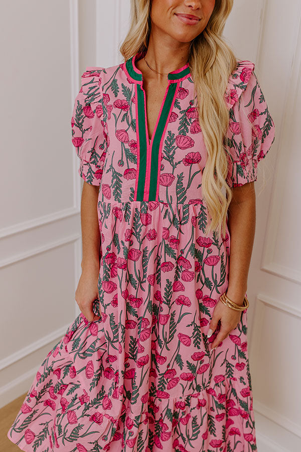 Premium Floral Midi Dress - Spring Meadows Collection