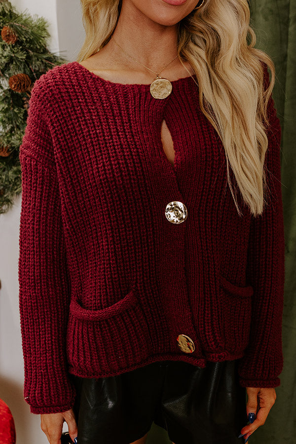 Premium Cozy Cuddles Knit Cardigan - Maroon Elegance