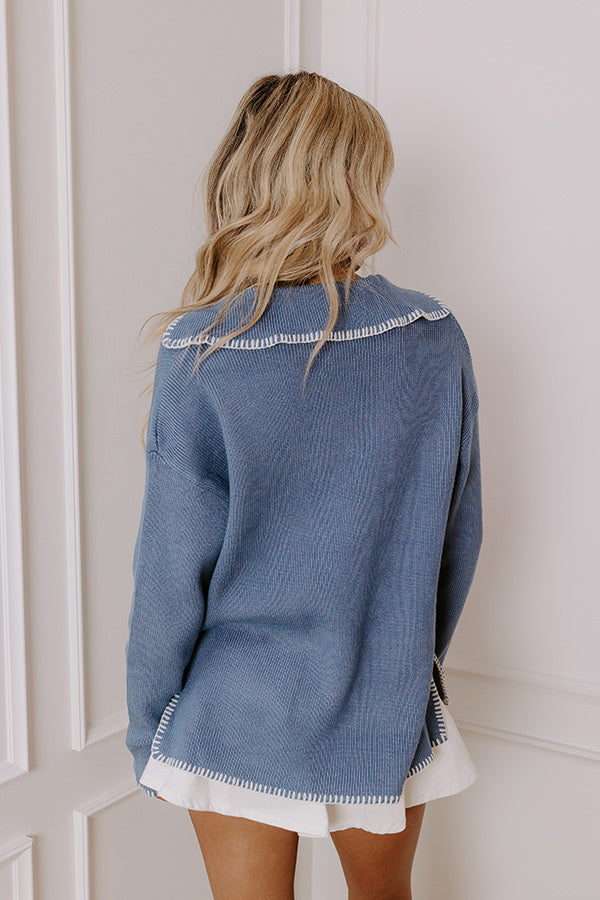 Premium Blue Knit Sweater Top - Small Town Romance Collection