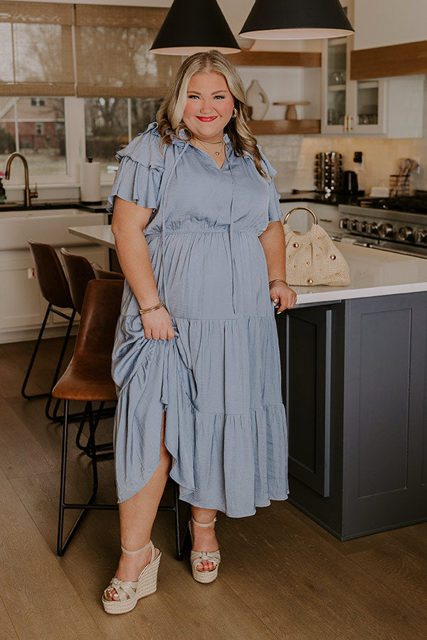 Ultimate Dreamy Ruffle Midi Dress for Curves - Dance The Night Away