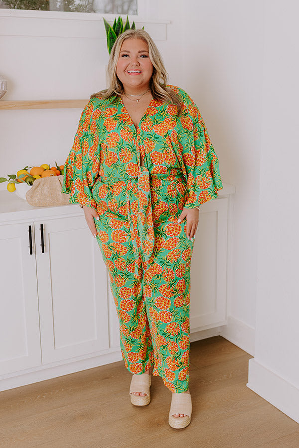Premium High Waist Floral Print Pants - Plus Size Comfort