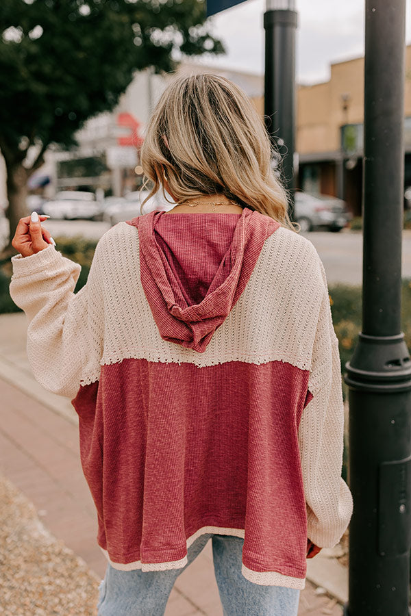 Ultimate Peaceful Moment Knit Hoodie in Aurora Red - Premium Comfort & Style