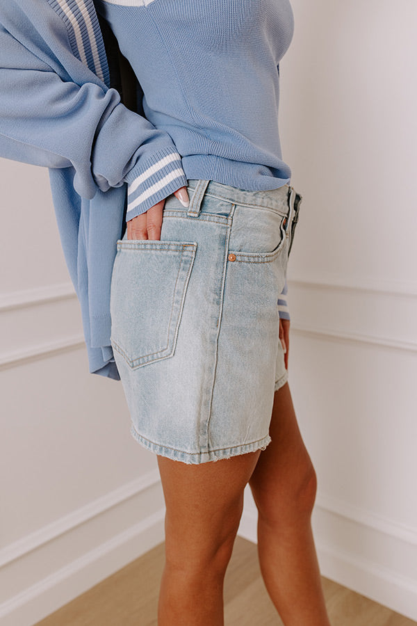 Ultimate JUST USA Joy High Waist Shorts - Light Wash Denim