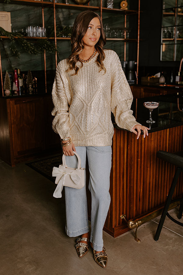 Premium Holiday Glow Metallic Knit Sweater