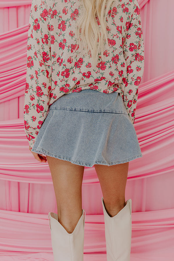 Premium Lana High Waist Denim Skort - Medium Wash | Ultimate Summer Style