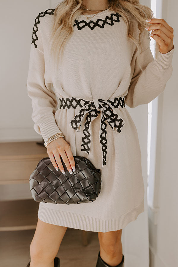 Premium Tucson Brunch Embroidered Sweater Dress - Chic & Versatile