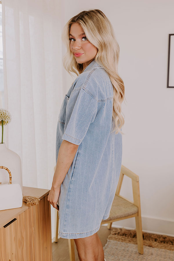 Premium Denim Romper - Heart On The Line