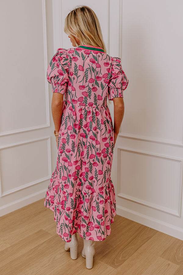 Premium Floral Midi Dress - Spring Meadows Collection